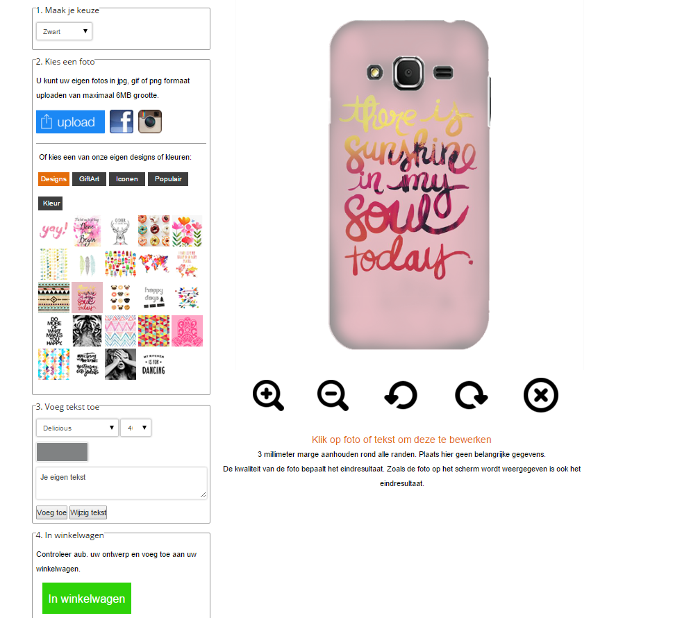 Samsung Galaxy Core Prime Hardcase hoesje ontwerpen zwart of wit