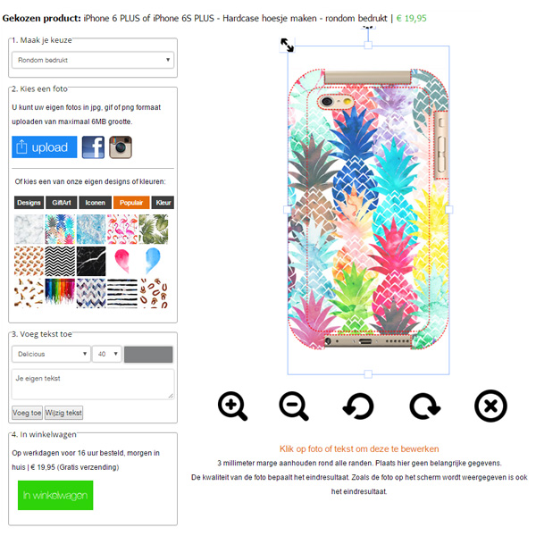 iPhone 6 plus rondom bedrukt met foto