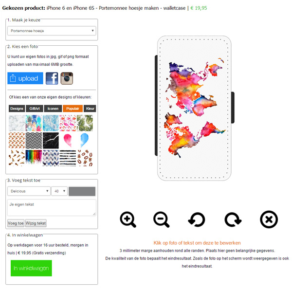 iPhone 7 PLUS walletcase maken